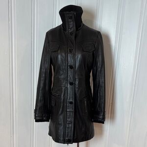 MISS TOP GUN Black Genuine Leather Coat | XL | Luxe Italian Leather